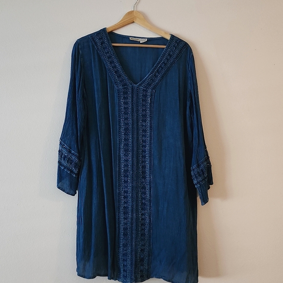 💙 Raya Sun Boho Dress with Croche Details in Blue - Picture 1 of 5
